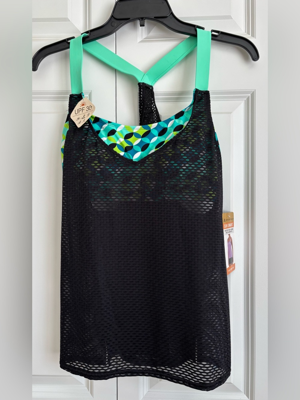 ZeroXposur Black Mesh Swim Coverup with Teal Accents